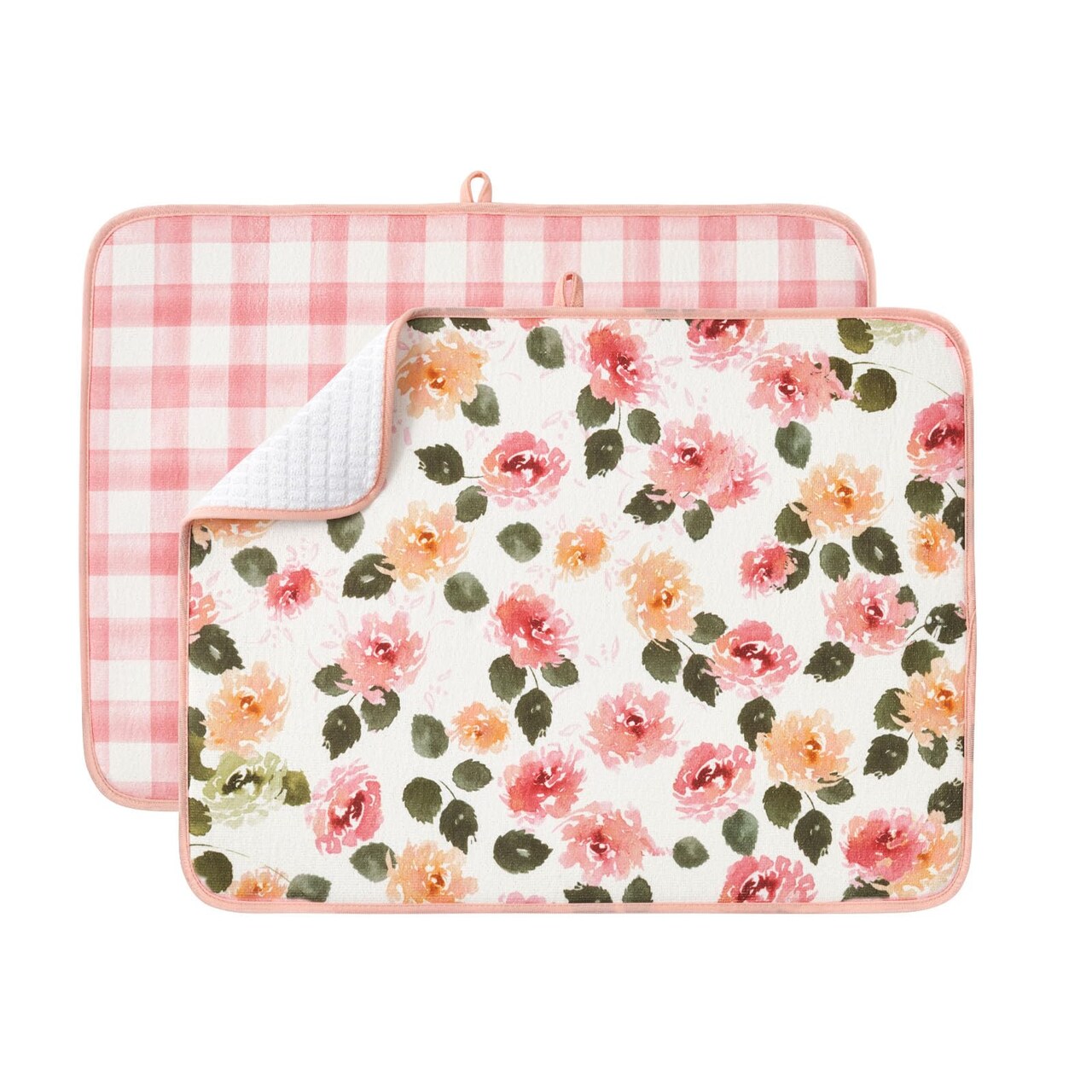 Printed Dish Drying Mats for Kitchen Counter 2 Pack Absorbent Reversible Drying Mats Microfiber Kitchen Countertop Protector Dishes Drying Pad Extra Large 18"x24" Dish Mat